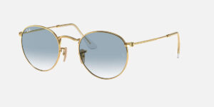 Round Metal Dorado/Azul